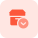 Delivery box with bottoms down arrow layout icon