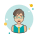 Grey Hair Business Lady With Green Glasses icon