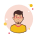 Homem de óculos vermelhos e camisa amarela icon