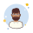 Hombre con barba en vidrios azules icon
