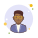 Man With Yellow Glasses in Violet Jacket icon