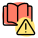 Open book with a warring alert on software icon