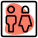 Visiting room with couples on stickman logotype icon