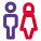 Male and female bathroom stickman signal logotype icon