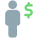 Salary transferred in dollar money tender layout icon