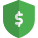 Money sheild with dollar symbol, secured money. icon