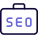 Seo job with suitcase isolated on a white background icon
