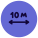 Distance of about ten kilometers range on a road signal icon