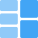 Right double row grid lines parting into sections icon