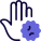 Hand infected by a Corona virus isolated on a white background icon