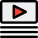 Media player format briefing with a play button icon