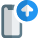 Mobile phone media upload with up arrow layout icon