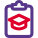 Bachelor's degree posted on a clipboard isolated on a white background icon