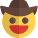 Grinning cowboy and hat smile with open mouth icon