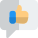 Like and comment on social media with thumbs up on speech bubble icon