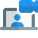 Video call on protable laptop over a web messenger icon