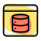 Web connected database for online storage database icon