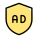 Online privacy protection ads with shield badge icon