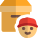 Delivery boy face with a cargo delivery box layout icon