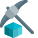 Blockchain mining concept axe under blockchain technology icon