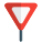 Give way with inverted triangle shape road sign icon