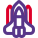 Space rocket with power launch booster installed icon