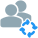 Employee rotational shift work procedure with loop arrows layout icon