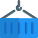 Lifting heavy container with strong support and hook icon