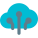 Cloud server connection to multiple nodes isolated on a white background icon