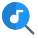 Magnifying glass Logotype for searching music online icon