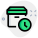 Shipping box delivery in queue with clock logotype icon