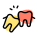 Old age weak tooth begin removed in dental care icon