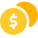 Dollar coin symbol isolated on a white background icon