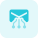 Connected nodes with an envelope isolated on a white background icon