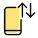 Cell phone with un and down arrow for internet connectivity icon