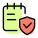 Notebook with verified check protection logotoe layout icon