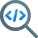 Search programming software with magnification glass logotype icon