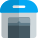 Open warehouse with large box in airport icon