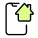 Smartphone with internet connected home controlled application layout icon