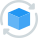 Reload cube design with loop arrows layout icon