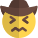 Confounded cowboy face expression with hat emoticons icon