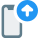 Mobile phone media upload with up arrow layout icon