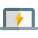 Laptop power indicator of bolt logotype layout icon