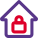 Padlock with home logotype with a concept of home security icon