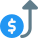 Dollar rise in international market with up direction arrow icon