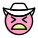 Uncomfortable cowboy emoticon facial expression with hat icon