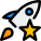 Rocket with star isolated on a white background icon