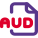 The AUD file extension is a data format used for AUD compressed audio files or sound clips icon