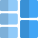 Right double row grid lines parting into sections icon