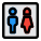 Visiting room with couples on stickman logotype icon